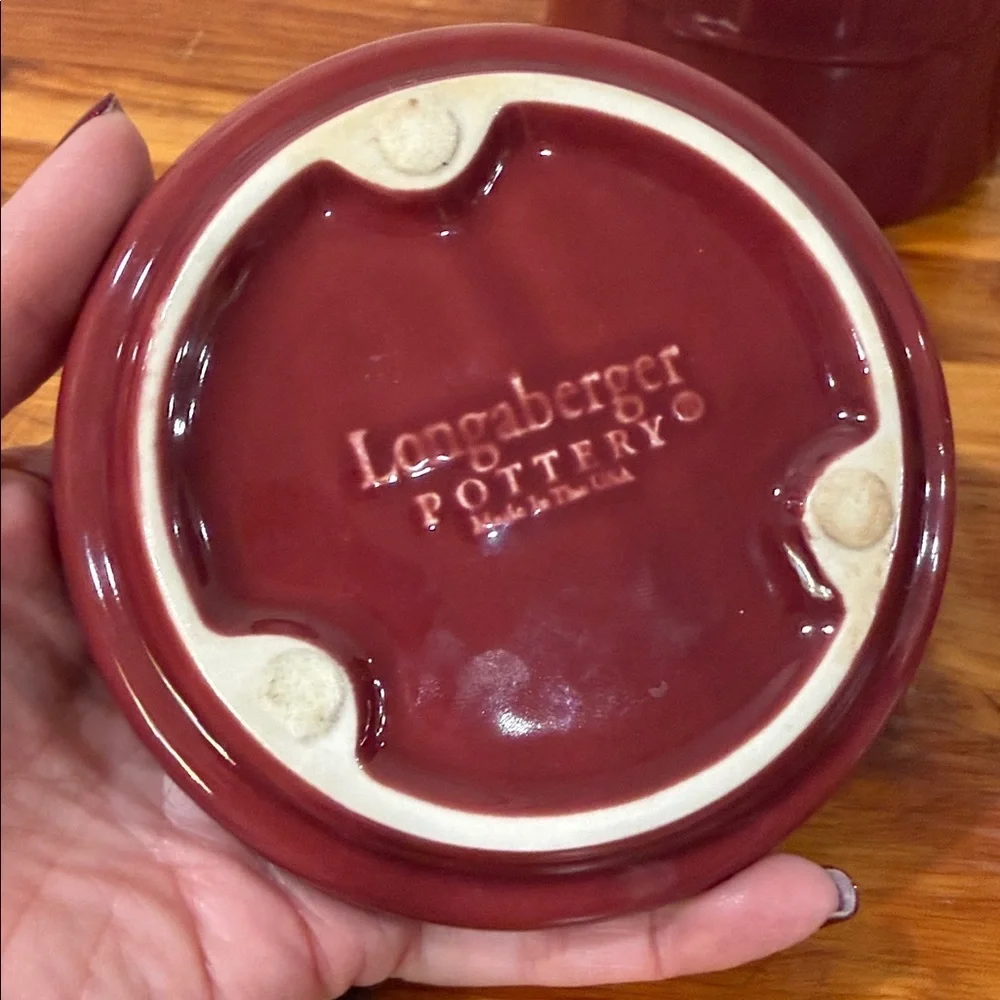 Longaberger One Pint Salt Crock w/ Lid in Paprika